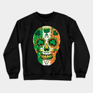 Day Of The Dead Irish Sugar Skull St Patricks Day Crewneck Sweatshirt